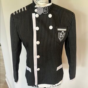 ANIME  BLAZER . BLACK & WHITE STRIPED FINE QUALITY FABRIC EUC